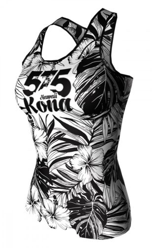 Futópóló ujjatlan női - KONA - BLACK AND WHITE